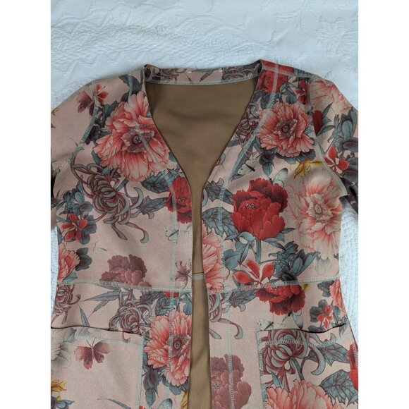 Solitaire Anthropologie Jacket Cardigan XS Faux Suede Floral Open Front Boho - Picture 7 of 14